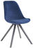 CLP 4er Set Stühle Toulouse Samt Rund mit Sitzpolster und runden Holzbeinen blau, Gestell grau