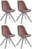 CLP 4er Set Stühle Toulouse Samt Rund mit Sitzpolster und runden Holzbeinen braun, Gestell grau