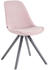 CLP 4er Set Stühle Toulouse Samt Rund mit Sitzpolster und runden Holzbeinen pink, Gestell grau