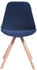 CLP 4er Set Stühle Toulouse Samt Rund mit Sitzpolster und runden Holzbeinen blau, Gestell natura