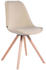 CLP 4er Set Stühle Toulouse Samt Rund mit Sitzpolster und runden Holzbeinen creme, Gestell natura
