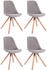 CLP 4er Set Stühle Toulouse Samt Square mit Sitzpolster und eckigen Holzbeinen grau, Gestell natura