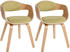 CLP 2er Set Stühle Kingston Stoff mit Polsterung und robustem Holzgestell natura/hellgrün, Gestell natura