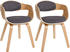 CLP 2er Set Stühle Kingston Stoff mit Polsterung und robustem Holzgestell natura/hellgrau, Gestell natura