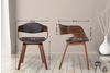 CLP 2er Set Stühle Kingston Stoff mit Polsterung und robustem Holzgestell walnuss/hellgrau, Gestell walnuss