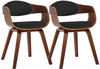 CLP 2er Set Stühle Kingston Stoff mit Polsterung und robustem Holzgestell walnuss/schwarz, Gestell walnuss