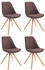 CLP 4 x Besucherstühle Toulouse Stoff Square mit Sitzpolster und eckigen Holzbeinen braun, Gestell natura