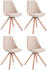 CLP 4 x Besucherstühle Toulouse Stoff Square mit Sitzpolster und eckigen Holzbeinen creme, Gestell natura