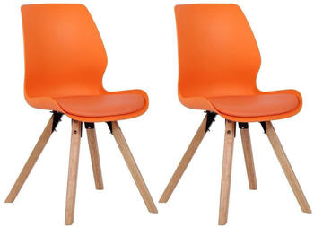 CLP 2er Set Stuhl Luna Kunststoff Stoff Samt Kunstleder orange, Material:Kunststoff