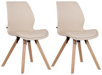 CLP 2er Set Stuhl Luna Kunststoff Stoff Samt Kunstleder creme, Material:Kunstleder