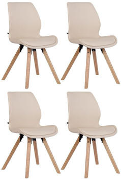 CLP 4er Set Stuhl Luna Kunststoff Stoff Samt Kunstleder creme, Material:Kunstleder