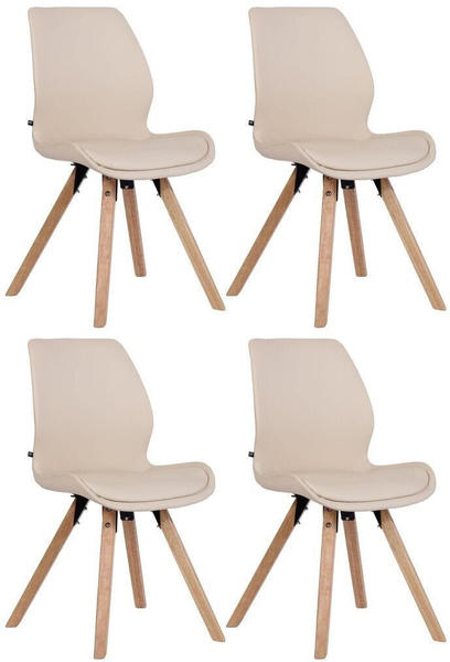 CLP 4er Set Stuhl Luna Kunststoff Stoff Samt Kunstleder creme, Material:Kunstleder