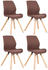 CLP 4er Set Stuhl Luna Kunststoff Stoff Samt Kunstleder braun, Material:Stoff