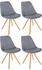 CLP 4er Set Besucherstühle Esszimmerstühle Sofia mit Stoffbezug und hochwertiger Pol hellgrau, Gestell natura (rund)