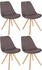 CLP 4er Set Besucherstühle Esszimmerstühle Sofia mit Stoffbezug und hochwertiger Pol taupe, Gestell natura (rund)