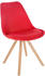 CLP 4er Set Besucherstühle Esszimmerstühle Sofia mit Stoffbezug und hochwertiger Pol rot, Gestell natura (rund)