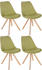 CLP 4er Set Besucherstühle Esszimmerstühle Sofia mit Stoffbezug und hochwertiger Pol grün, Gestell natura (eckig)