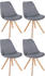 CLP 4er Set Besucherstühle Esszimmerstühle Sofia mit Stoffbezug und hochwertiger Pol hellgrau, Gestell natura (eckig)