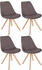 CLP 4er Set Besucherstühle Esszimmerstühle Sofia mit Stoffbezug und hochwertiger Pol taupe, Gestell natura (eckig)
