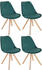 CLP Besucherstühle Esszimmerstühle Sofia mit Samtbezug und hochwertiger Pols grün, Gestell natura (eckig)