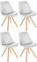CLP 4er Set Besucherstühle Esszimmerstühle Sofia Kunstlederbezug und Polsterung weiß, Gestell natura (rund)