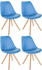 CLP 4er Set Besucherstühle Esszimmerstühle Sofia Kunstlederbezug und Polsterung hellblau, Gestell natura (rund)
