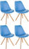 CLP 4er Set Besucherstühle Esszimmerstühle Sofia Kunstlederbezug und Polsterung hellblau, Gestell natura (eckig)