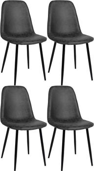 CLP 4er Set Esszimmerst&uuml;hle Napier gepolstert schwarz, Material:Kunstleder
