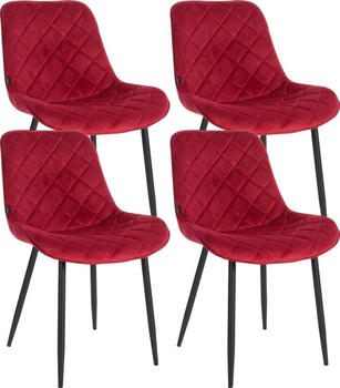CLP 4er Set Stühle Springs Samt mit Metallgestell und hochwertiger Polsterung rot