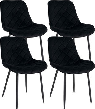 CLP 4er Set Stühle Springs Samt mit Metallgestell und hochwertiger Polsterung schwarz