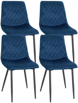 CLP 4er Set Stühle Telde Samt gesteppt und gepolstert blau