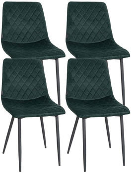 CLP 4er Set Stühle Telde Samt gesteppt und gepolstert dunkelgrün