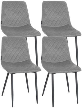 CLP 4er Set Stühle Telde Samt gesteppt und gepolstert grau