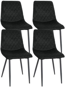 CLP 4er Set Stühle Telde Samt gesteppt und gepolstert schwarz
