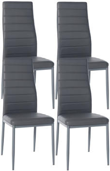 CLP 4er Set Esszimmerstühle Mayfair gepolstert mit Metallgestell grau, Material:Kunstleder