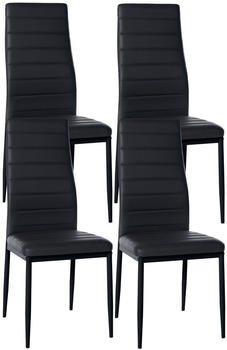 CLP 4er Set Esszimmerstühle Mayfair gepolstert mit Metallgestell schwarz, Material:Kunstleder