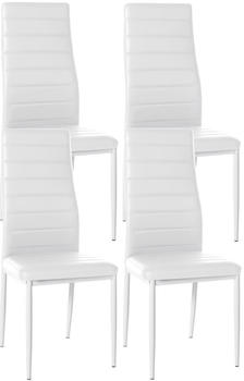 CLP 4er Set Esszimmerstühle Mayfair gepolstert mit Metallgestell weiß, Material:Kunstleder