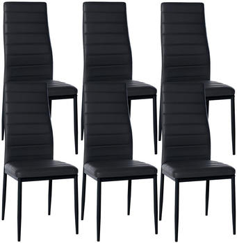 CLP 6er Set Esszimmerstühle Mayfair gepolstert mit Metallgestell schwarz, Material:Kunstleder
