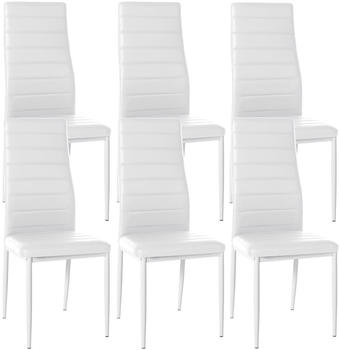 CLP 6er Set Esszimmerstühle Mayfair gepolstert mit Metallgestell weiß, Material:Kunstleder
