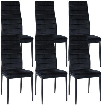 CLP 6er Set Esszimmerstühle Mayfair gepolstert mit Metallgestell schwarz, Material:Samt