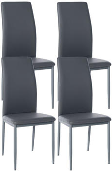 CLP 4er Set Esszimmerstühle Savino gepolstert mit Metallgestell grau, Material:Kunstleder