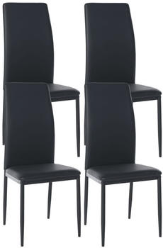CLP 4er Set Esszimmerstühle Savino gepolstert mit Metallgestell schwarz, Material:Kunstleder