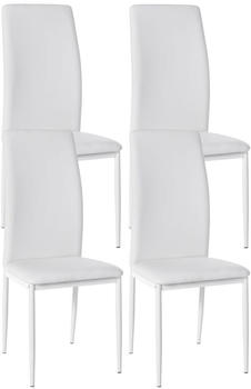 CLP 4er Set Esszimmerstühle Savino gepolstert mit Metallgestell weiß, Material:Kunstleder