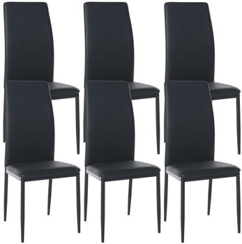 CLP 6er Set Esszimmerstühle Savino gepolstert mit Metallgestell schwarz, Material:Kunstleder