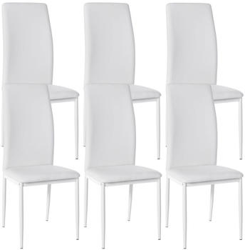 CLP 6er Set Esszimmerstühle Savino gepolstert mit Metallgestell weiß, Material:Kunstleder