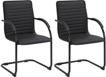 CLP 2er Set Besucherst&uuml;hle Tira Kunstleder schwarz/schwarz