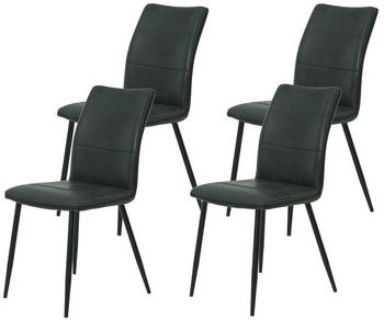Hela 4er Set Stuhl Carolin-Bezug Microfaser Vintage Optik-Metallgestell Rundrohr Pulverbeschichtung schwarz-44cm Sitzbreite-120kg belastbar