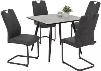 Hela 4er Set Esszimmerstuhl Britta - Webstoff Anthrazit - 140kg belastbar – Robuste Materialien und hohe Belastbarkeit