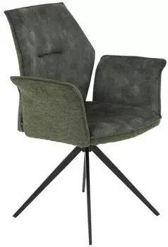 Hela Esszimmerstuhl/Armlehnenstuhl Susanne - Werbstoff+Microfaser Velvet grün - Spinnengestell Schwarz 120kg belastbar - 360° drehbar