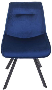 Mendler 6er-Set Esszimmerstuhl HWC-K24, Polsterstuhl Küchenstuhl Lehnstuhl Stuhl, Metall Samt blau
